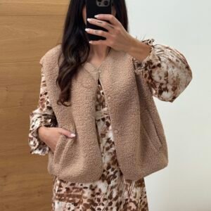 Aspen - Gilet sans manches effet peau de mouton avec liseré