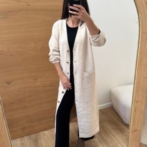 Gaia - Cardigan long en maille douce Beige