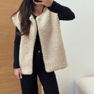 Tara - Veste sans manche effet peau de mouton Beige
