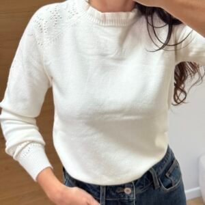 Brume - Pull à col volanté et maille ultra douce Blanc