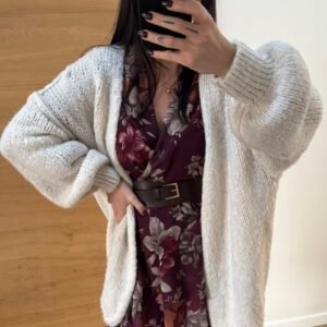 Iris - Gilet oversize à ourlets & en maille Beige