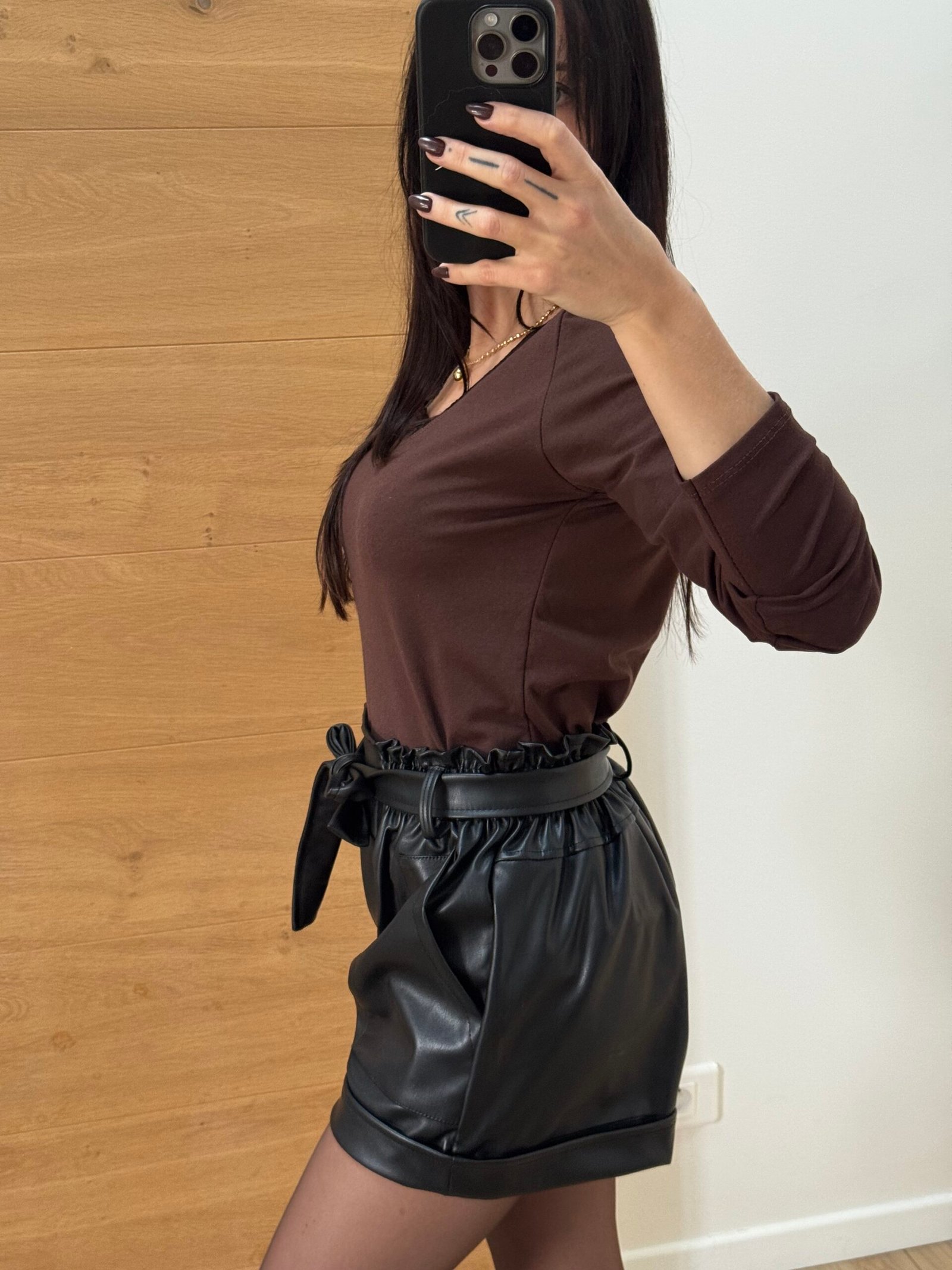 Lou - Top manches longues 100% coton Chocolat – Image 3