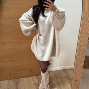 Alma - Pull en laine oversize doux et réconfortant Beige