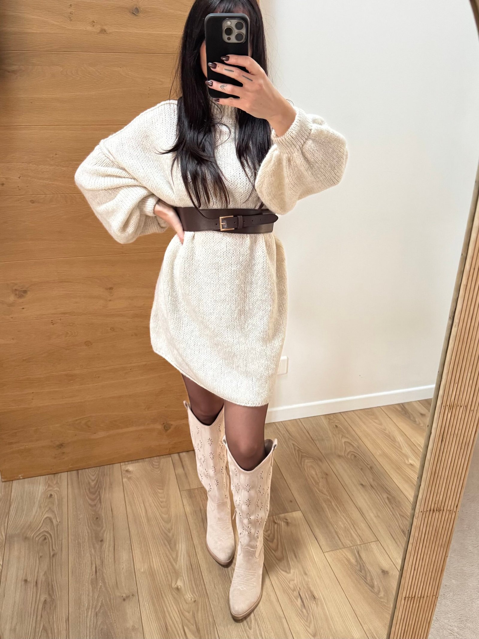 Mara - Ceinture large en similicuir Marron Foncé – Image 3