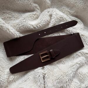 Mara - Ceinture large en similicuir Marron Foncé
