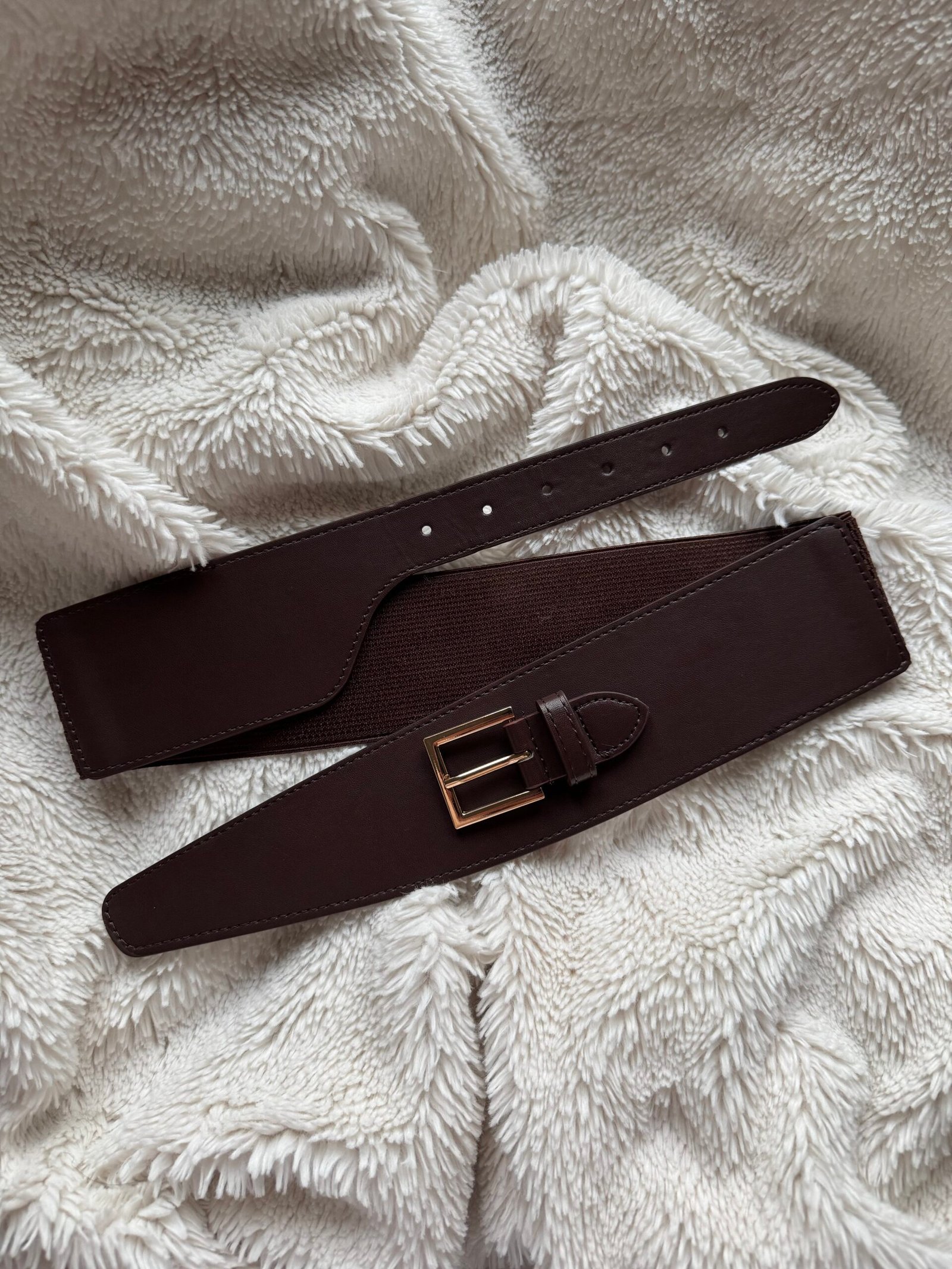 Mara - Ceinture large en similicuir Marron Foncé