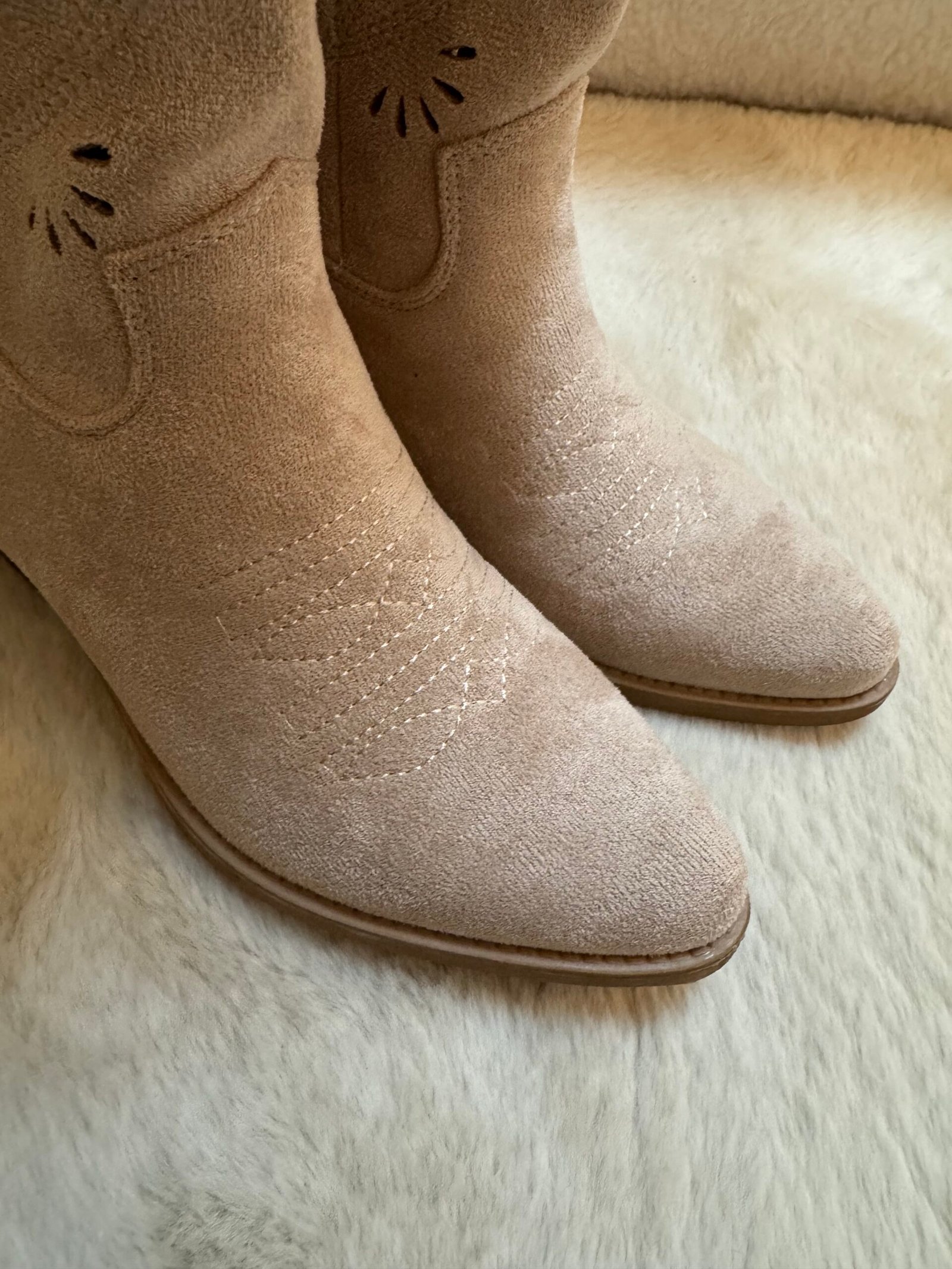 Soléa - Bottes santiags en daim à détails Beige – Image 3